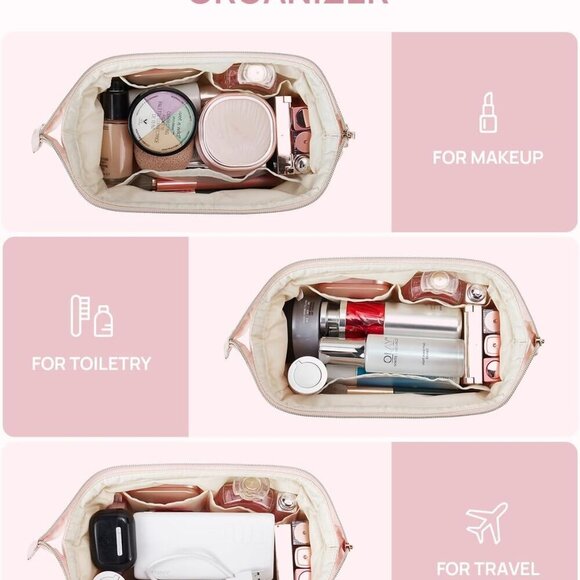 Puffer Makeup Bags for Women, Nylon Puffy Padded Make Up Bags for Women Makeup O - Picture 7 of 7